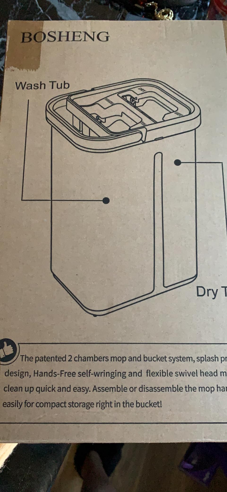 BOSHENG Mop and Bucket with Wringer Set, Hands Free Flat Floor Mop and Bucket, 3 Washable Microfiber Pads Included, Wet and Dry Use, Home Floor Cleaning System for All Floor Types and Windows customer photo 1