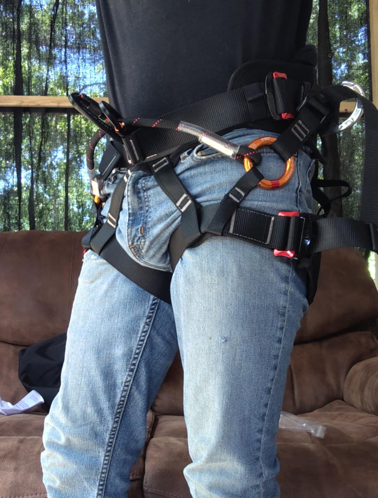 SOB Climbing Harness, Half Body Tree Climbing Harness Men,Thicken Widen Protect Waist Safety Harness for Arborist Harness,Working Rescuing at Height Safety Belt Harness customer photo 2