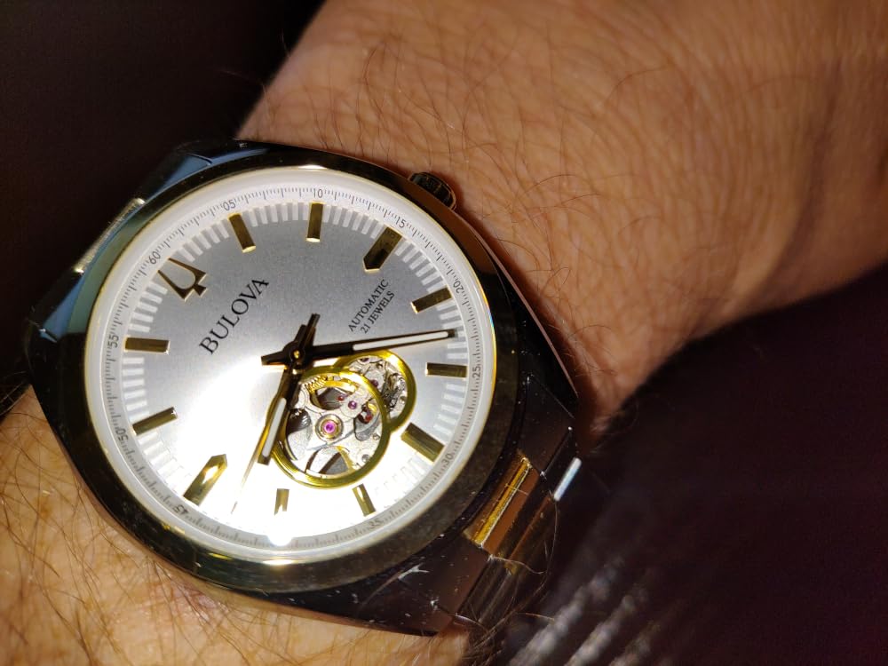 Bulova Men's Classic Surveyor 3-Hand Automatic Watch, Hack Feature, Luminous Hand, Open Aperture, Screw-Back Case, 42mm customer photo 1