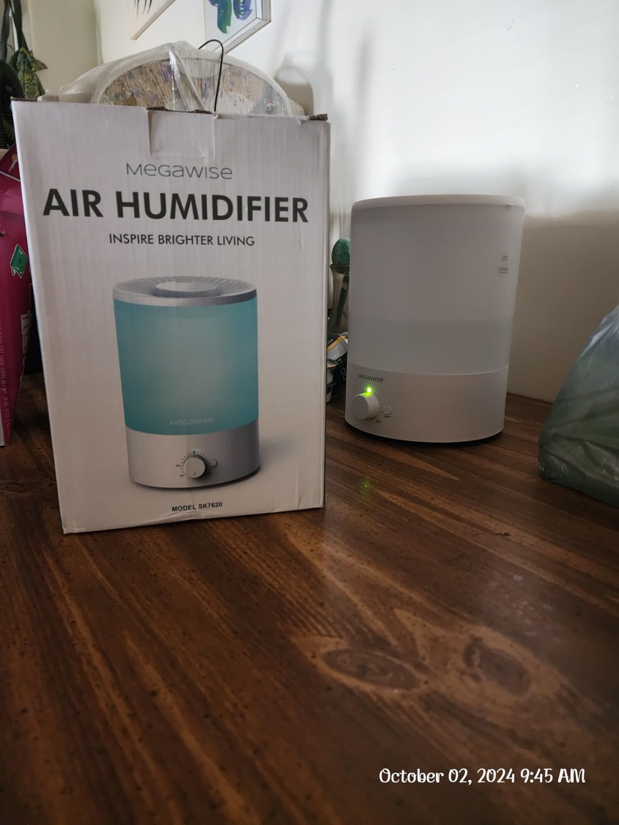 MegaWise Healthy Top-Refill Cool Mist Humidifiers for Bedroom, 24dB Ultrasonic Air Vaporizer with Water Filter for Baby [PP Material], Colorful Night Light,1 Gal Essential Oil Diffuser, Auto Shut Off customer photo 1