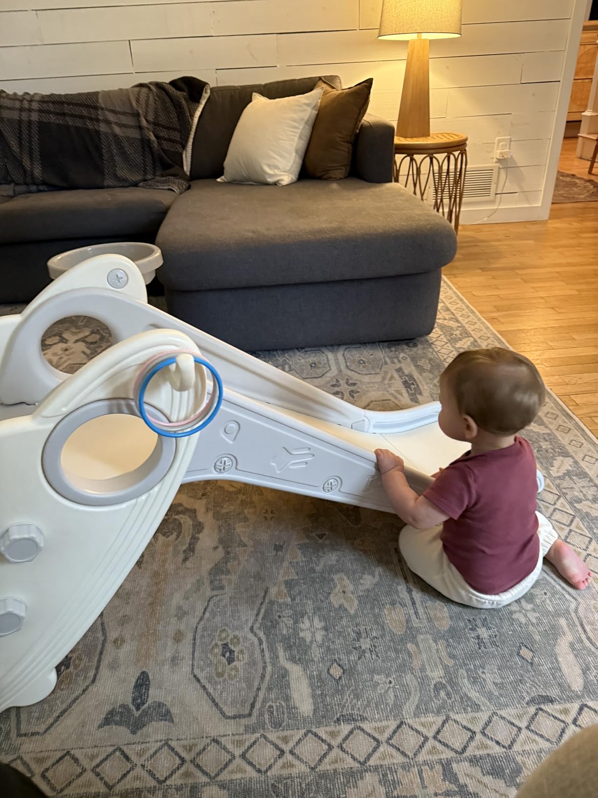 Onasti Kids Slide for Toddlers Age 1-3 with Basketball Hoop & Ring Game | Indoor Baby Plastic Slide, Foldable Toddler Slide, Outdoor Climber Freestanding Playset, Grey customer photo 1