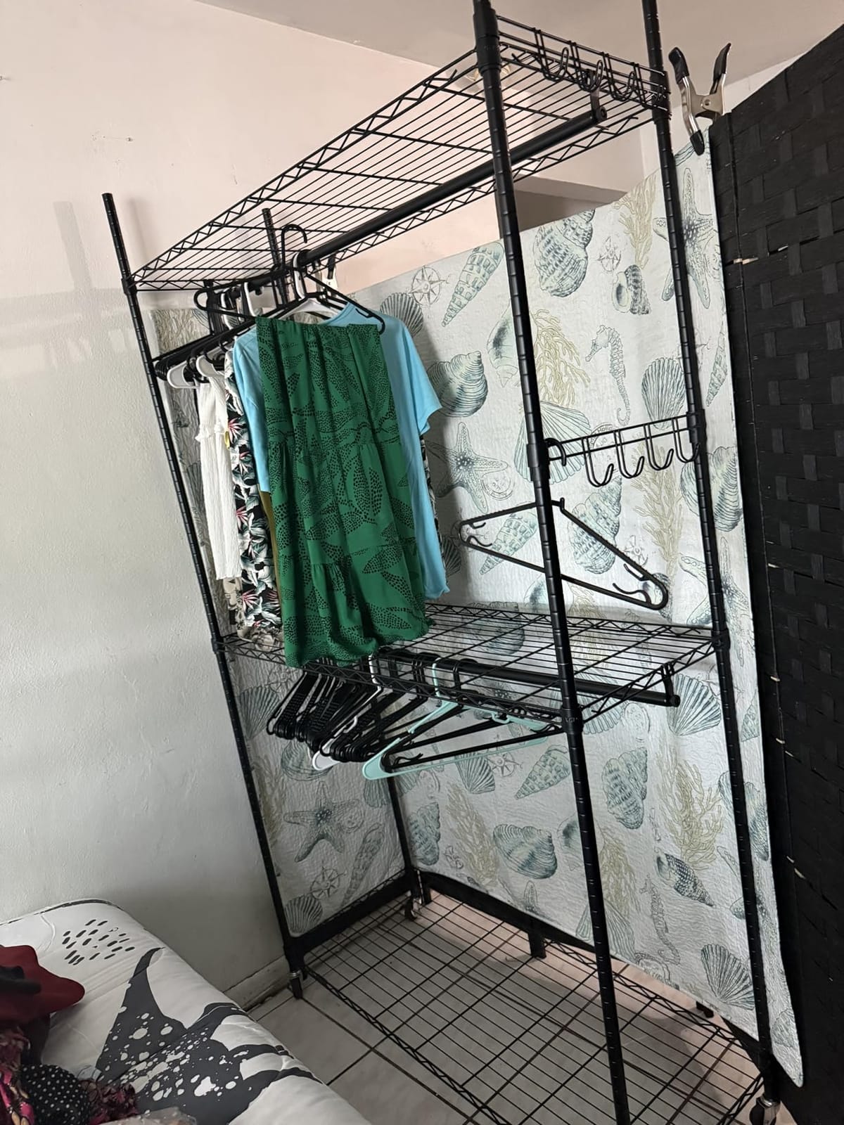 VIPEK R2 Plus Clothes Rack Heavy Duty Rolling Closet for Hanging Clothes | Lockable Silent Wheels, Double Hanging Rods, Adjustable Wire Shelving, Metal Side Hooks, Load 650lbs, for Bedroom/Home, Black customer photo 1