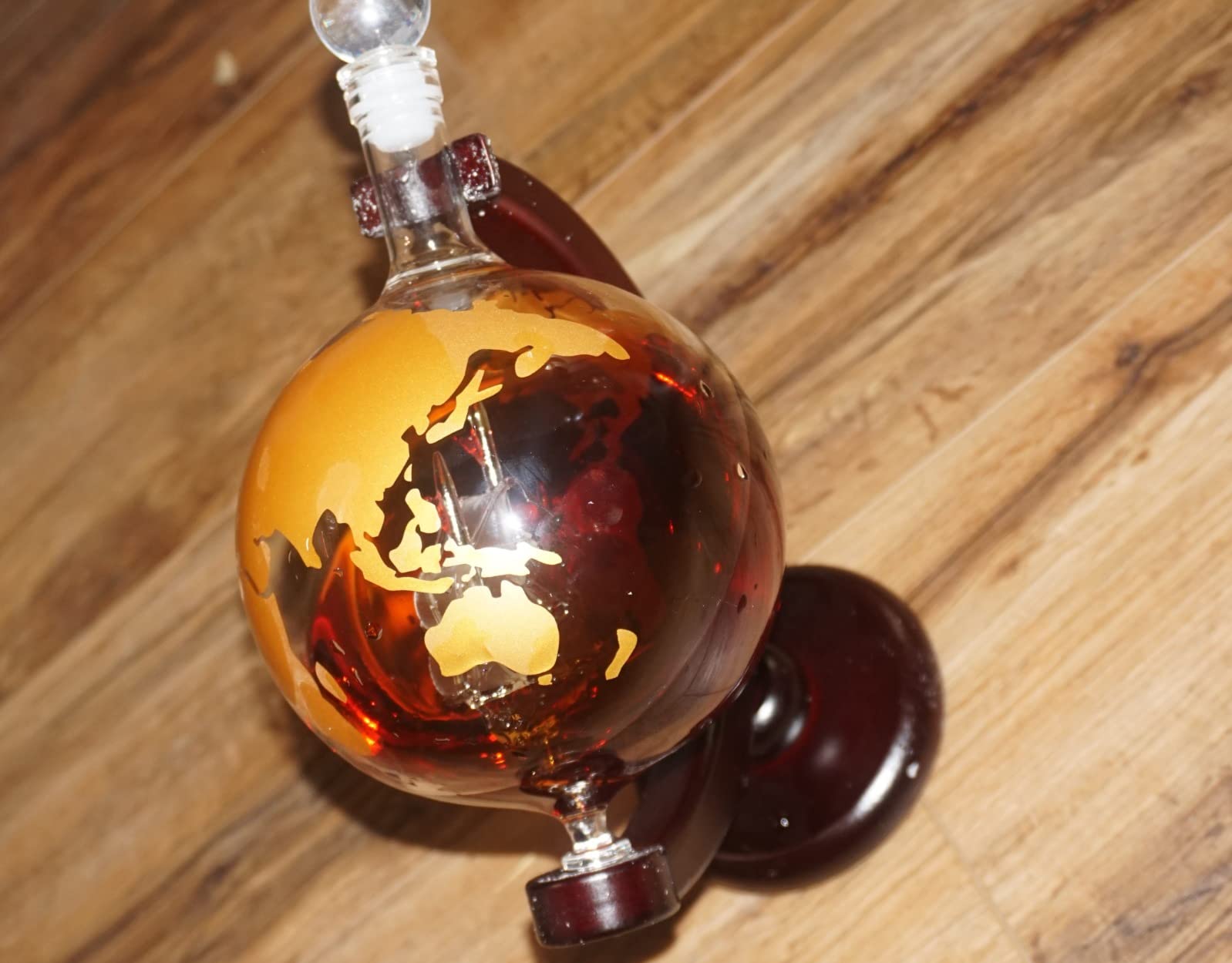 Whiskey Decanter Globe Gift Set - Rich Base Tray - Gold Whiskey Dispenser Airtight Stopper for Wine, Bourbon, Brandy, Juice, Water - Decanter Sets For Men Christmas Gifts for Dad Boyfriend Husband Him customer photo 1