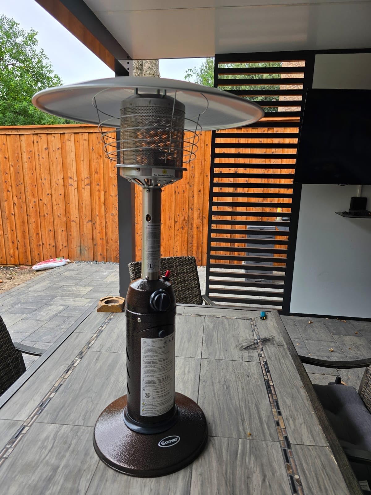 Tangkula Tabletop Propane Patio Heater, 11,000 BTU Portable Outdoor Heater W/Adjustable Flame, Simple Ignition System, Tipping-Over Protection, Ideal for Courtyard, Garden, Patio Restaurant (Black) customer photo 2