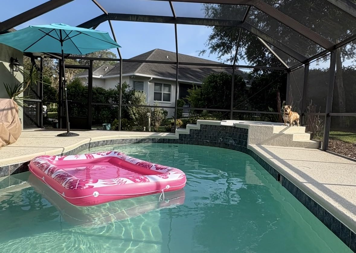 Inflatable Tanning Pool Lounger Float - Jasonwell 4 in 1 Sun Tan Tub Sunbathing Pool Lounge Raft Floatie Toys Water Filled Tanning Bed Mat Pad for Adult Blow Up Kiddie Pool Kids Ball Pit Pool (L) customer photo 1