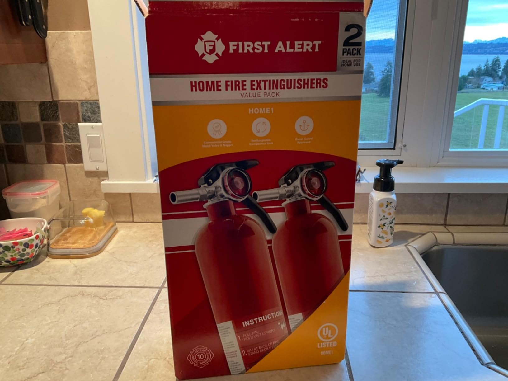 First Alert Home1-2, Standard Home Fire Extinguisher, Red, 2PACK | HOME1 UL RATED 1-A:10-B:C, Red, 2-Pack customer photo 1
