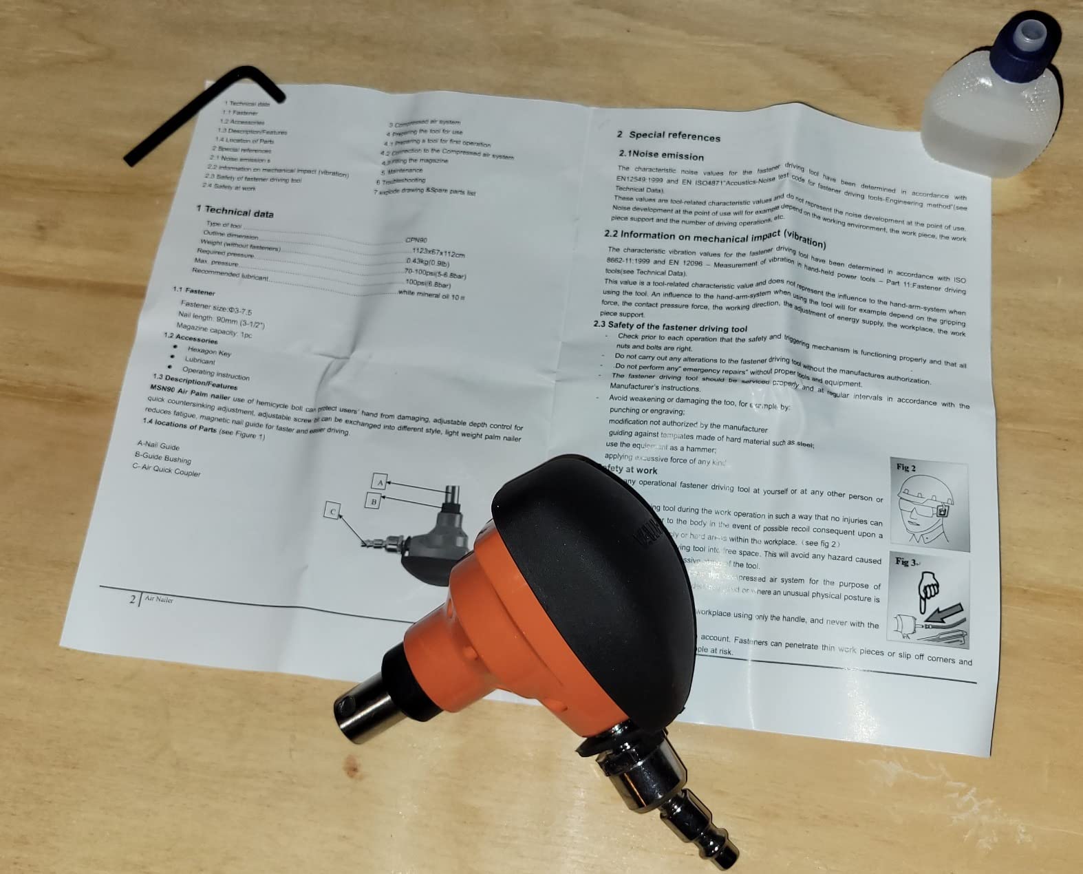 Valu-Air CPN90 Pneumatic Mini Palm Nailer 2-1/2