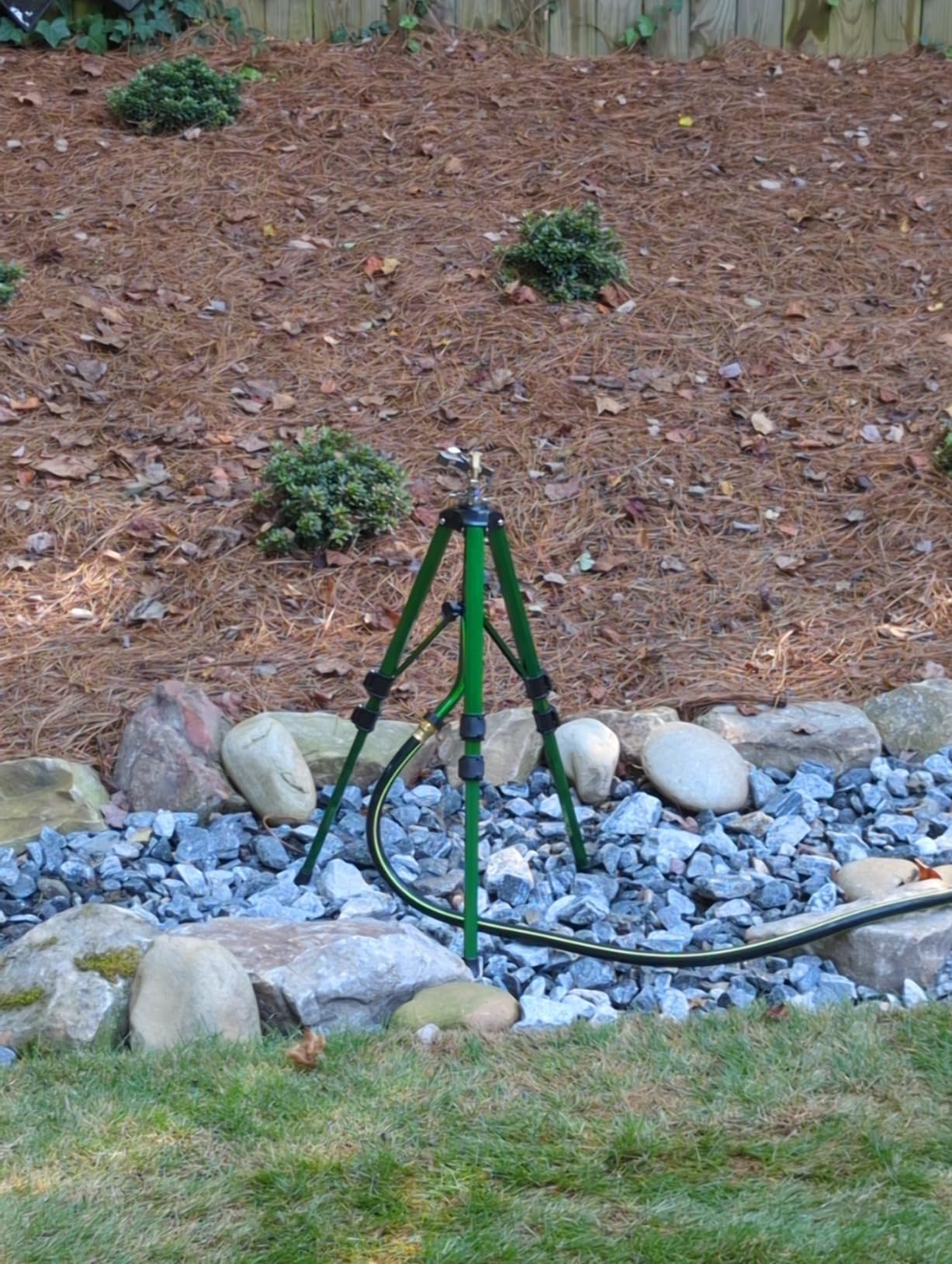 Hourleey Impact Sprinkler on Tripod Base, Heavy Duty Brass Sprinklers for Yard Lawn Garden, 0-360 Degree Large Area Coverage, 3/4 Inch Connector Extension Legs Flip Locks with Brass Sprinkler Head customer photo 1