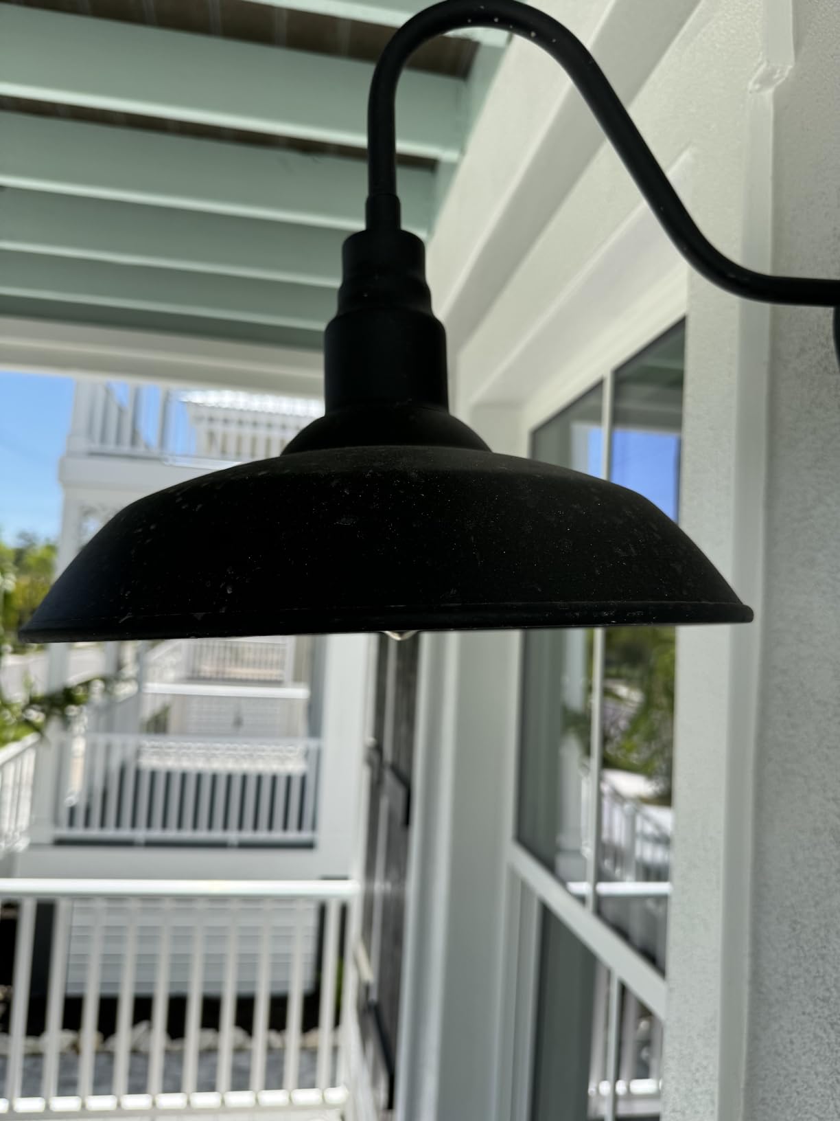 14in Large Dome Gooseneck Barn Light Outdoor, Dusk to Dawn Outdoor Barn Lights, Matte Black Farmhouse Exterior Light Fixture, Goose Neck Wall Sconce for Porch, Garage, Patio customer photo 1