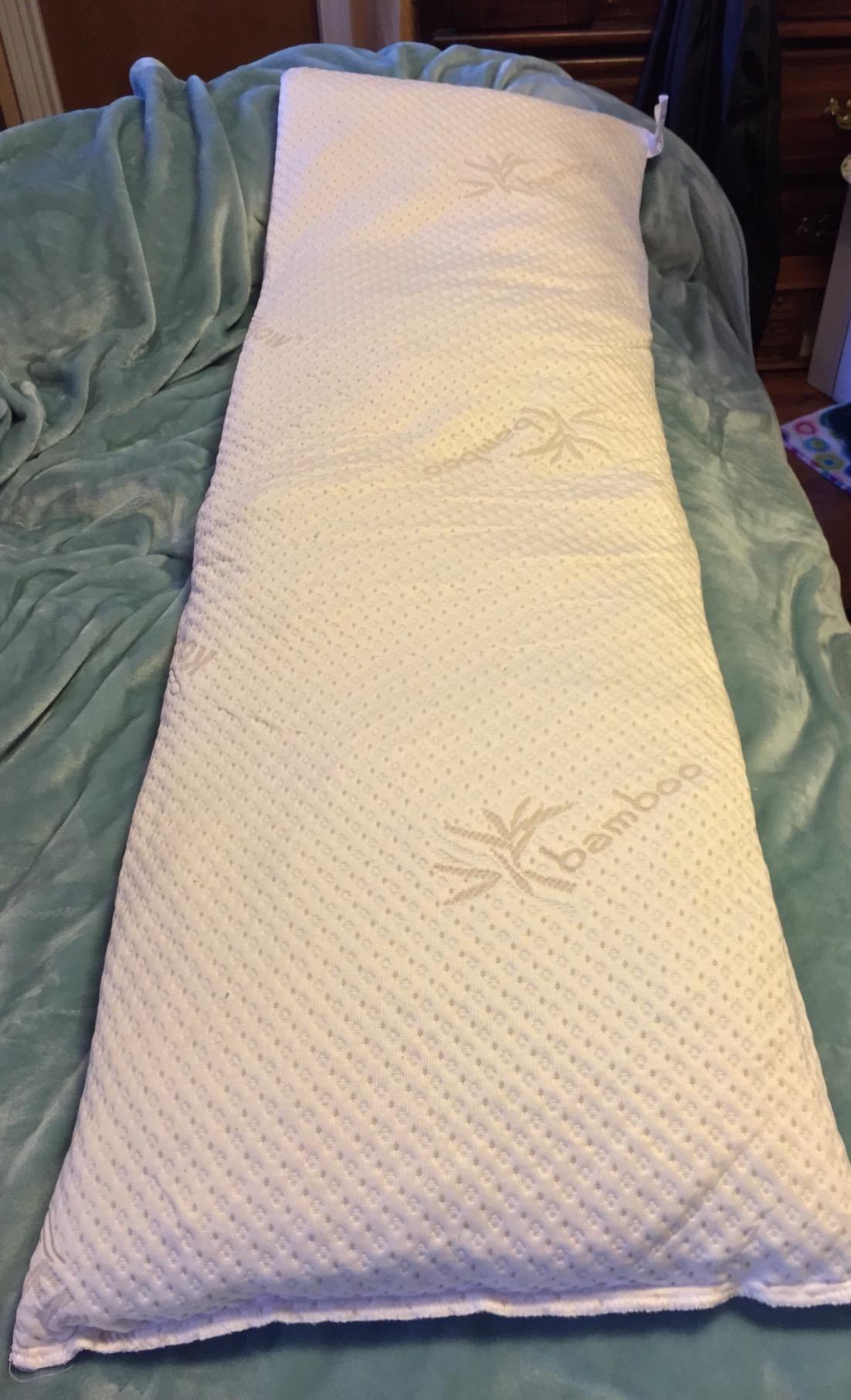 Snuggle-Pedic Body Pillow for Side Sleepers for Adults - Full Body Maternity Pillow Support Legs, Belly & HIPS - Shredded Memory Foam & Cooling Pregnancy Pillow Cover - 20x54 Light Gray customer photo 1
