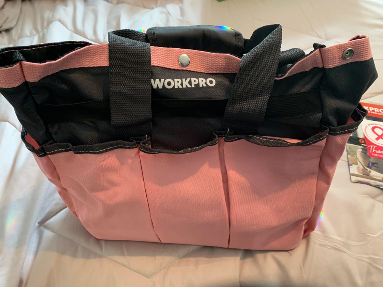 WORKPRO 8-Piece Pink Garden Tool Set with Garden Bag and Gloves- Pink | Stainless Steel, Wood Handle, Including Garden Tote, Gloves, Trowel, Hand Weeder, Cultivator and More, Gardening Gifts customer photo 1