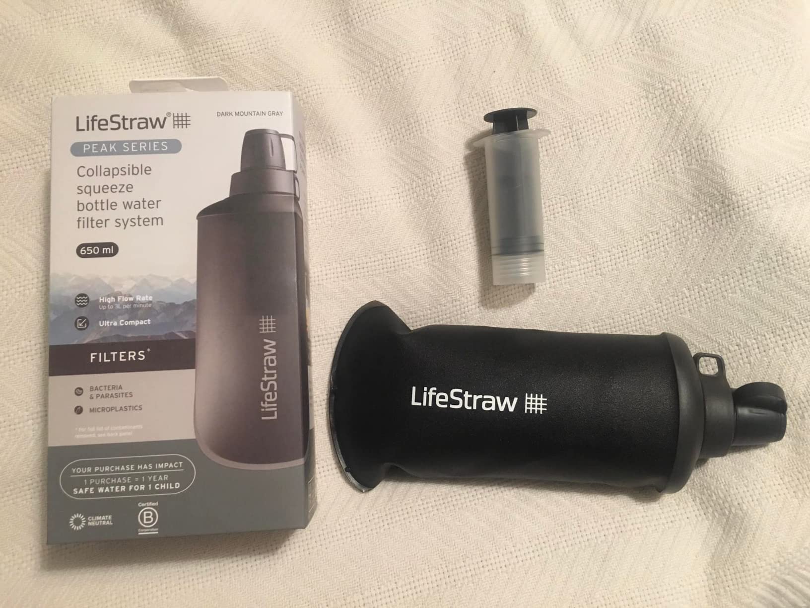 LifeStraw Peak Squeeze Filter Bottle, 650 ml, Dark Mountain Gray customer photo 2
