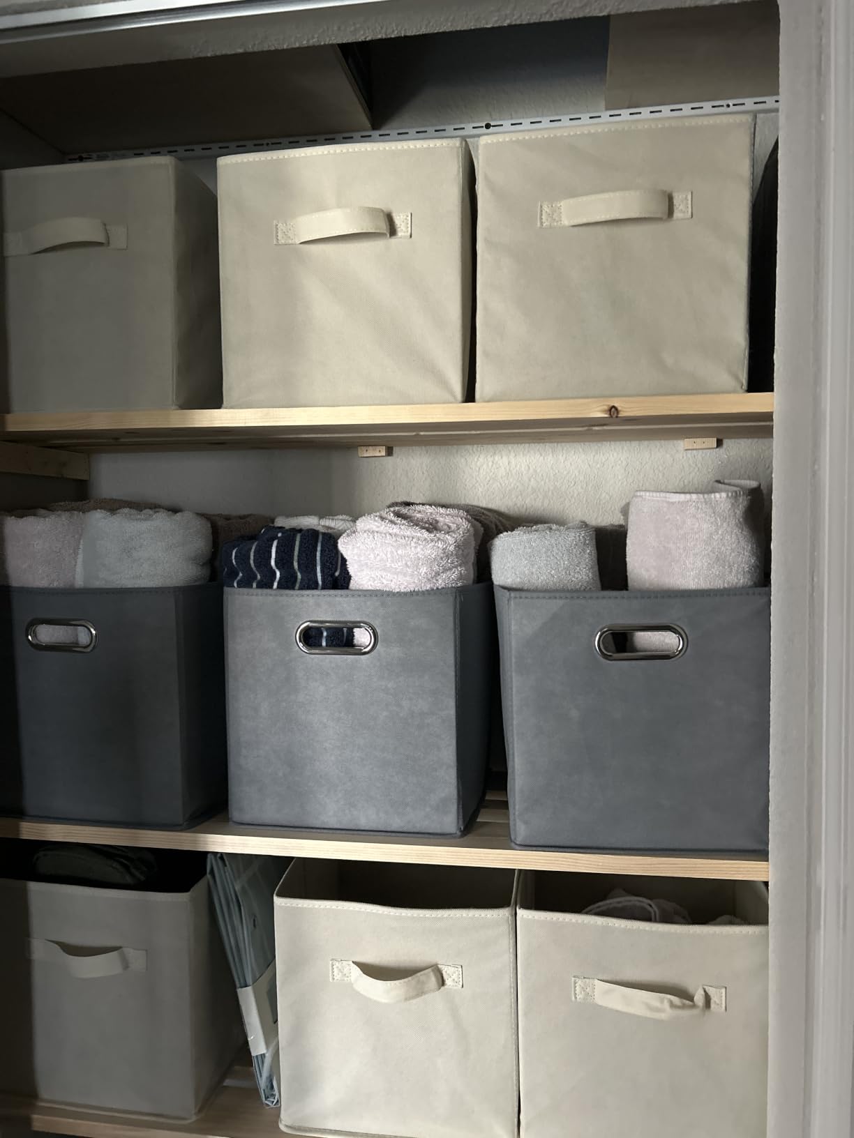 Amazon Basics Collapsible Fabric Storage Cube Bins Organizer with Handles for Organization and Organizing Solution, 13