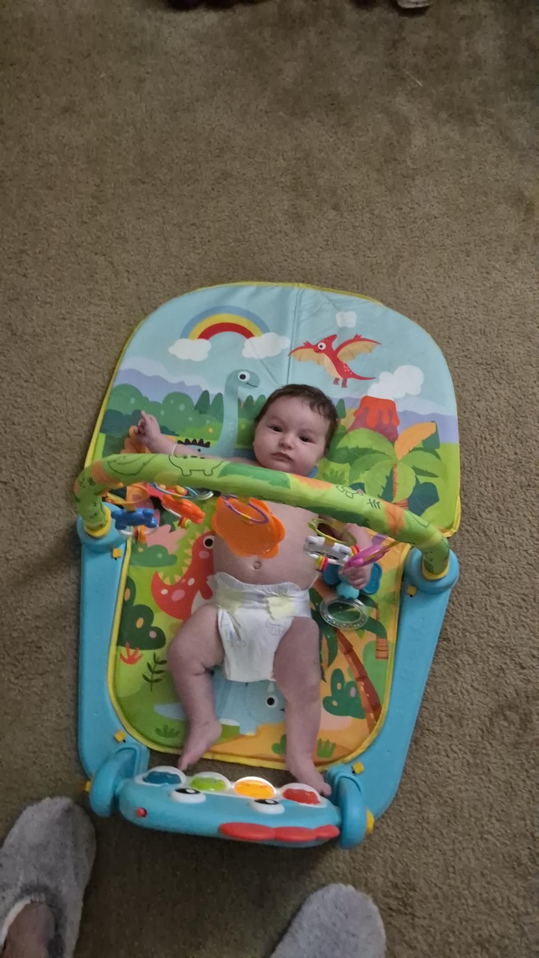 UMIKU Baby Gym Play Mat Baby Gifts Tummy Time Mat Activity Center, Dinosaur customer photo 2