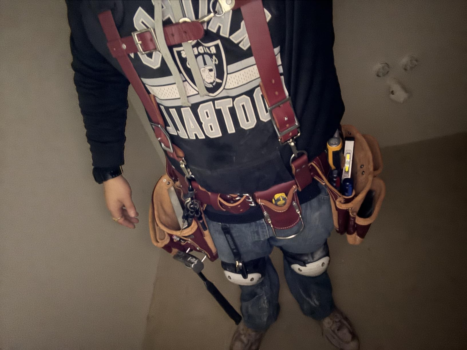 Grain Leather Tool Belt | Tool Rig Set | Tool Pouch | Drywall | Carpenter Tool Bag | Leather Tool Belts for Men | Construction | Framers | Electrician (Maroon) customer photo 1