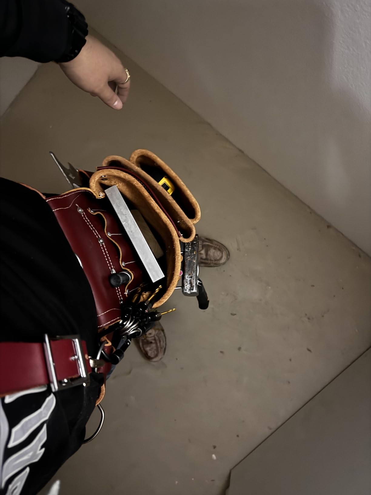 Grain Leather Tool Belt | Tool Rig Set | Tool Pouch | Drywall | Carpenter Tool Bag | Leather Tool Belts for Men | Construction | Framers | Electrician (Maroon) customer photo 2