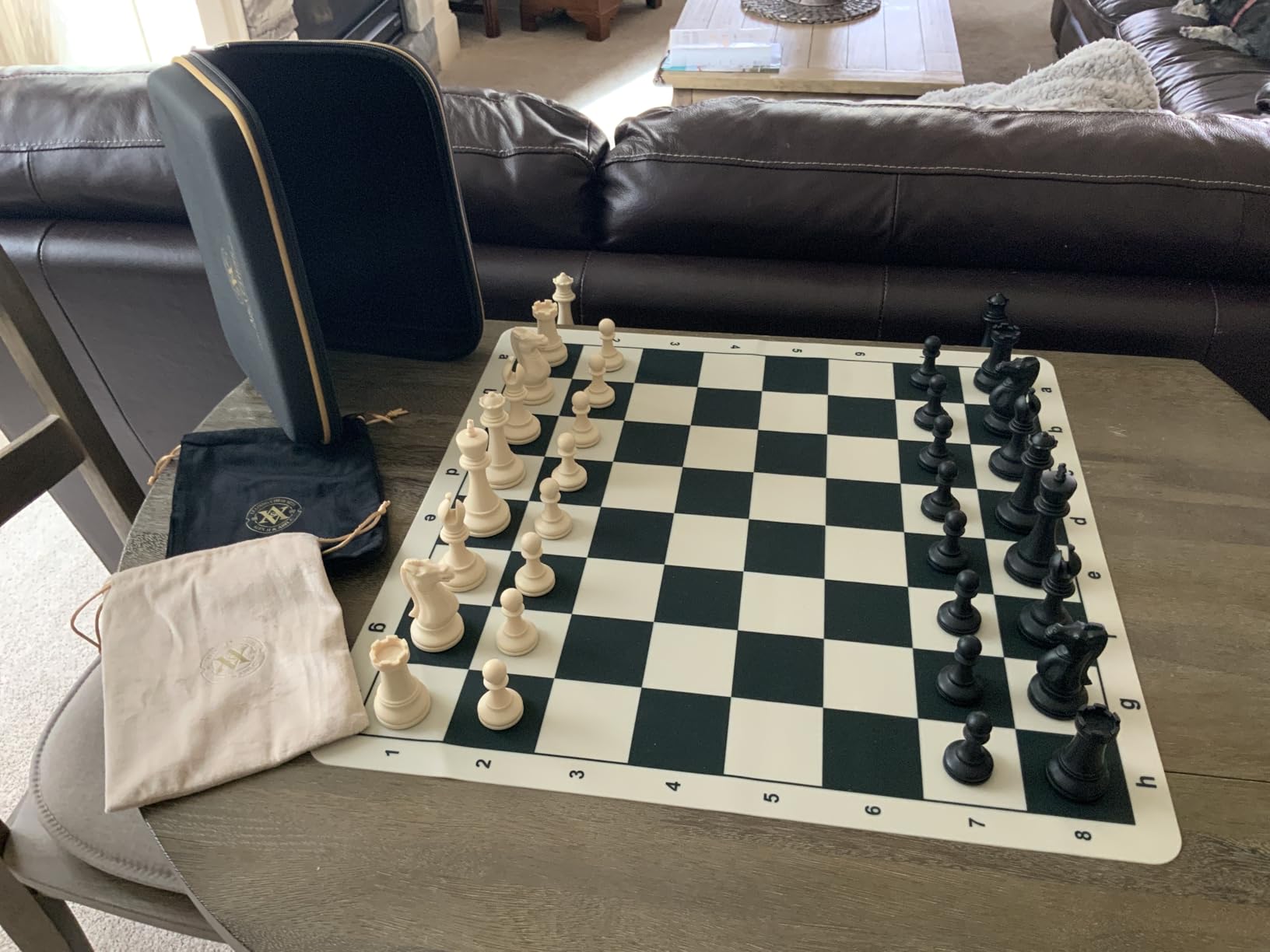 A&A Tournament Chess Set/ 20''x20'' Foldable Silicone Chess Board / 3.75'' King Height Plastic Quadruple Weighted Classic Staunton Pieces/Storage Bag for 6 Years Old - 2 Players customer photo 2