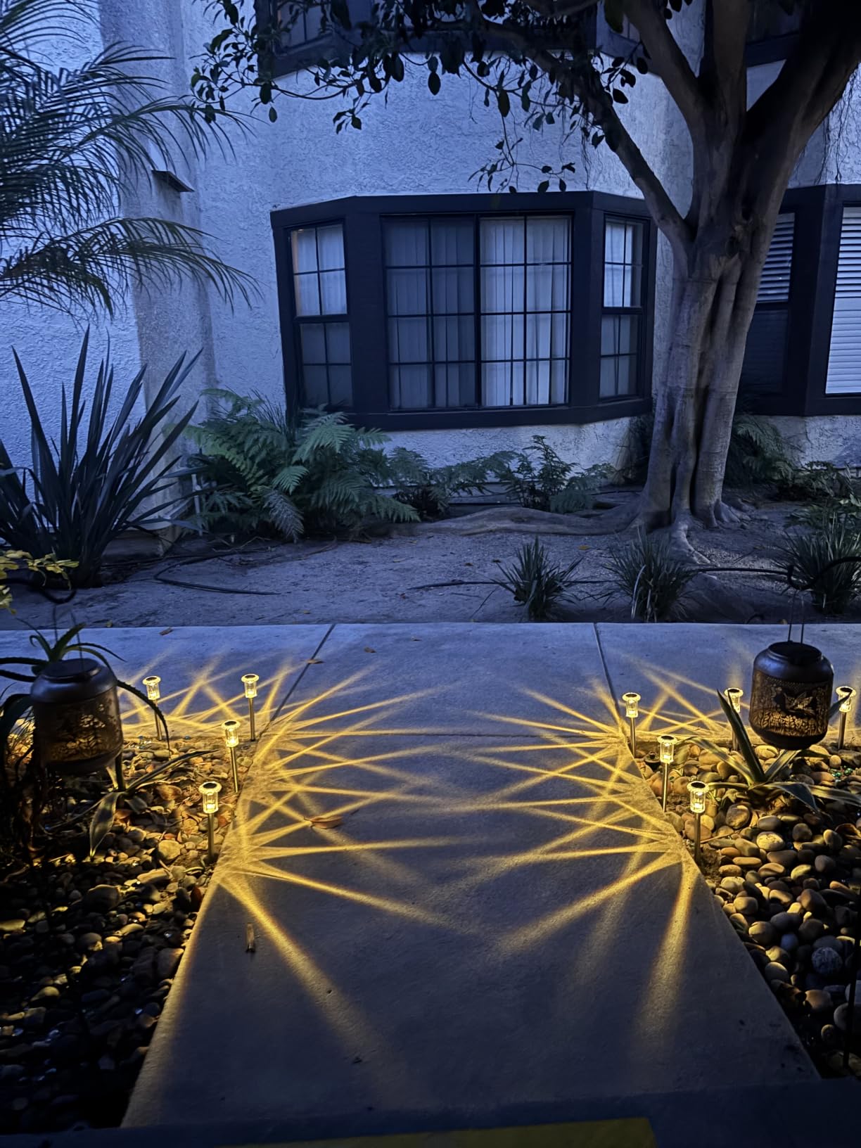 DenicMic Solar Lights Outdoor Waterproof 10 Pack Pathway Lights Cool White | Stake Lights for Yard Garden Driveway Walkway Outside Landscape Path Lights, Auto On/Off 6000K LED, Stainless Steel Pole customer photo 1