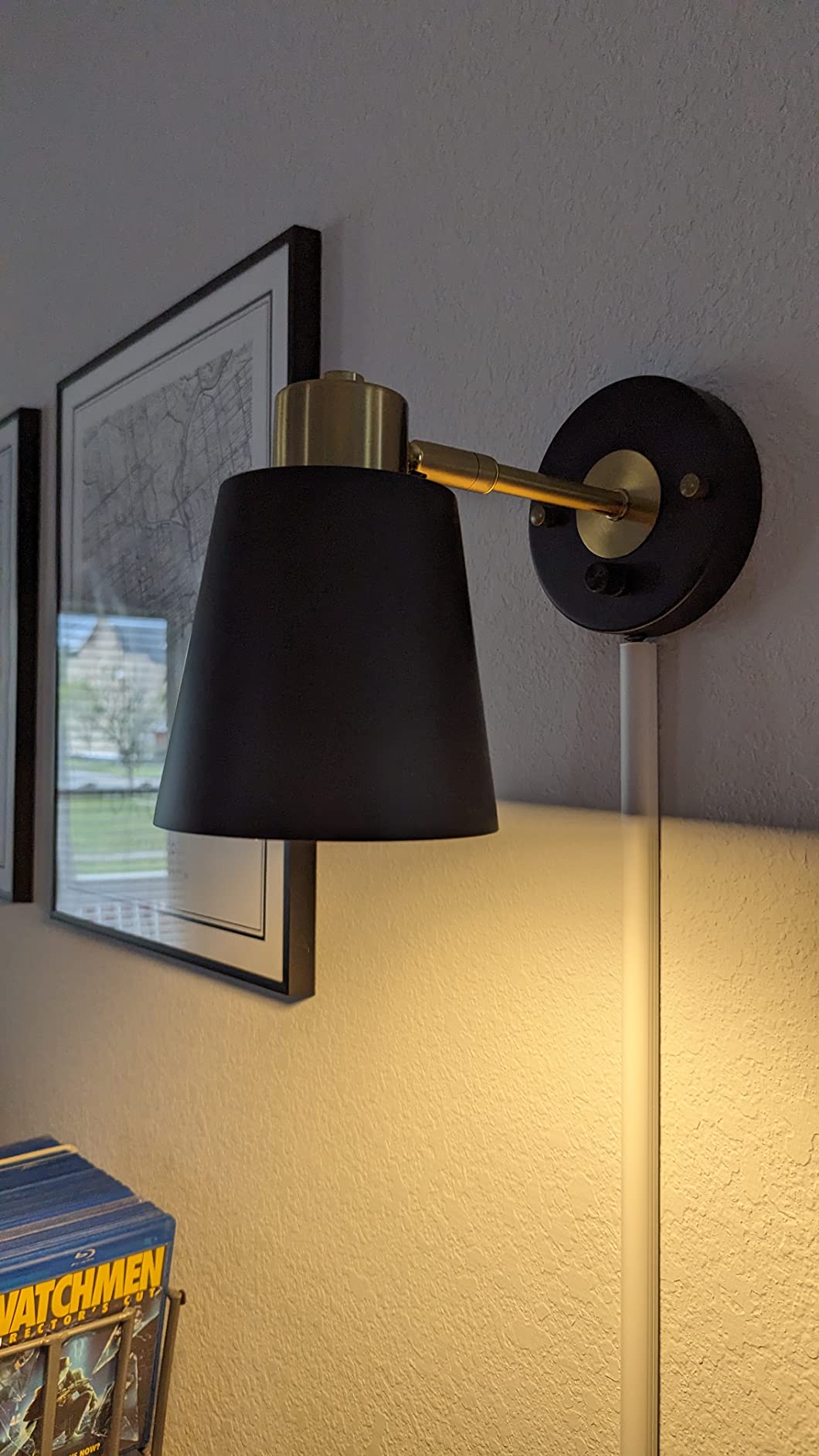 VATONI Plug in Wall Sconces, Dimmable Wall Sconces Adjustable Angle Wall Lights with Plug in Cord and Dimmer On/Off Knob Switch, Gold Wall Mounted Light for Bedroom Bedside Stairway(2 Pack, 2 Bulbs) customer photo 2