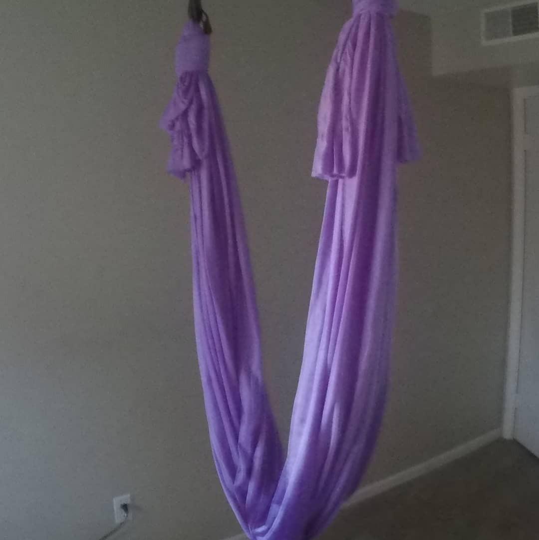 Aerial Yoga Hammock Swing, 4.5 Yards, Aerial Silks with Hardware | Knitted fabric with extension straps and a pose guide for aerial yoga, home gym and studio practice, suitable for all levels customer photo 1