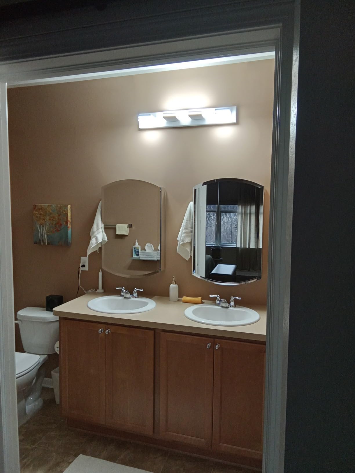 SineRise LED Modern Bathroom Vanity Light Fixtures, Modern Acrylic Bathroom Wall Lighting Fixtures Over Mirror, 3-Light, 24-Inch, Black, White customer photo 2