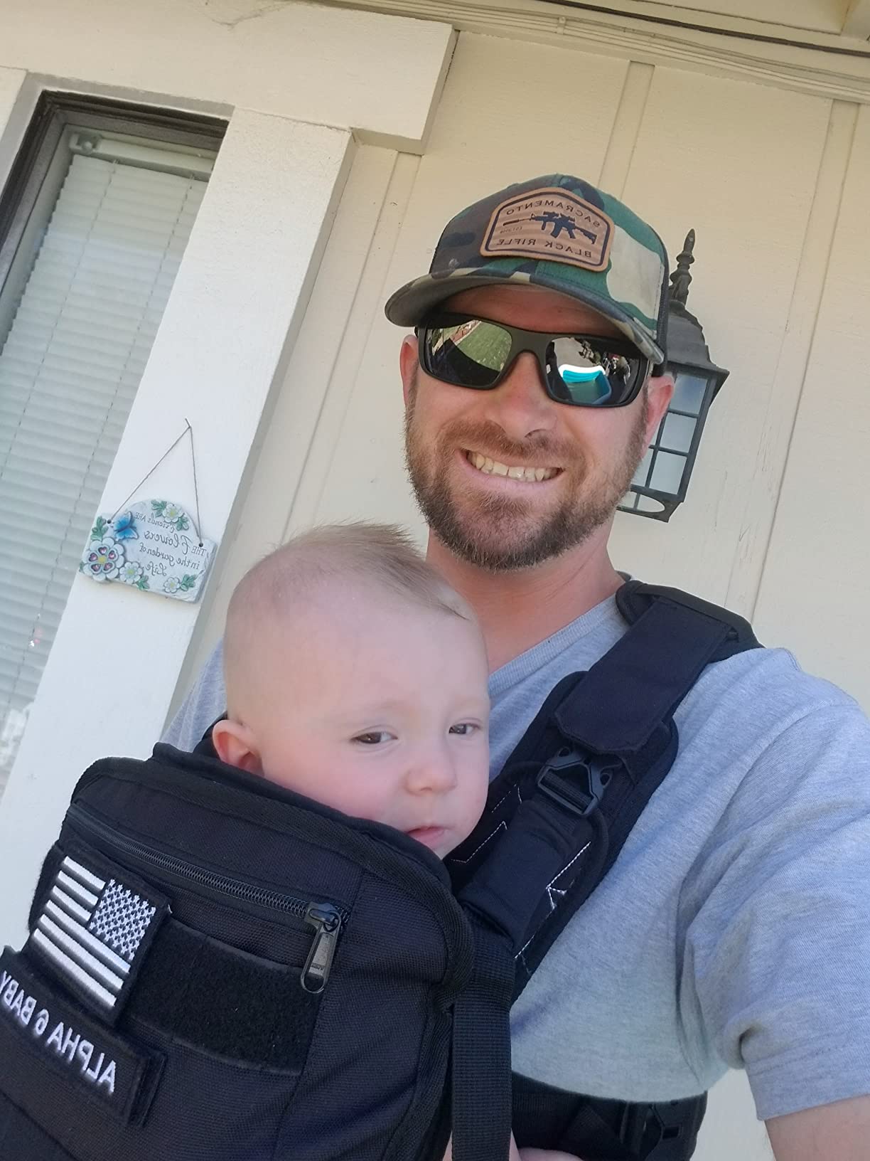 Front Facing Baby Carrier for Dad | Ergonomic Baby Carrier for Men | Infant to Toddler | Military Design Holder with Lumbar Support | Great for Hiking and Travel | MOLLE Compatible | Black customer photo 1