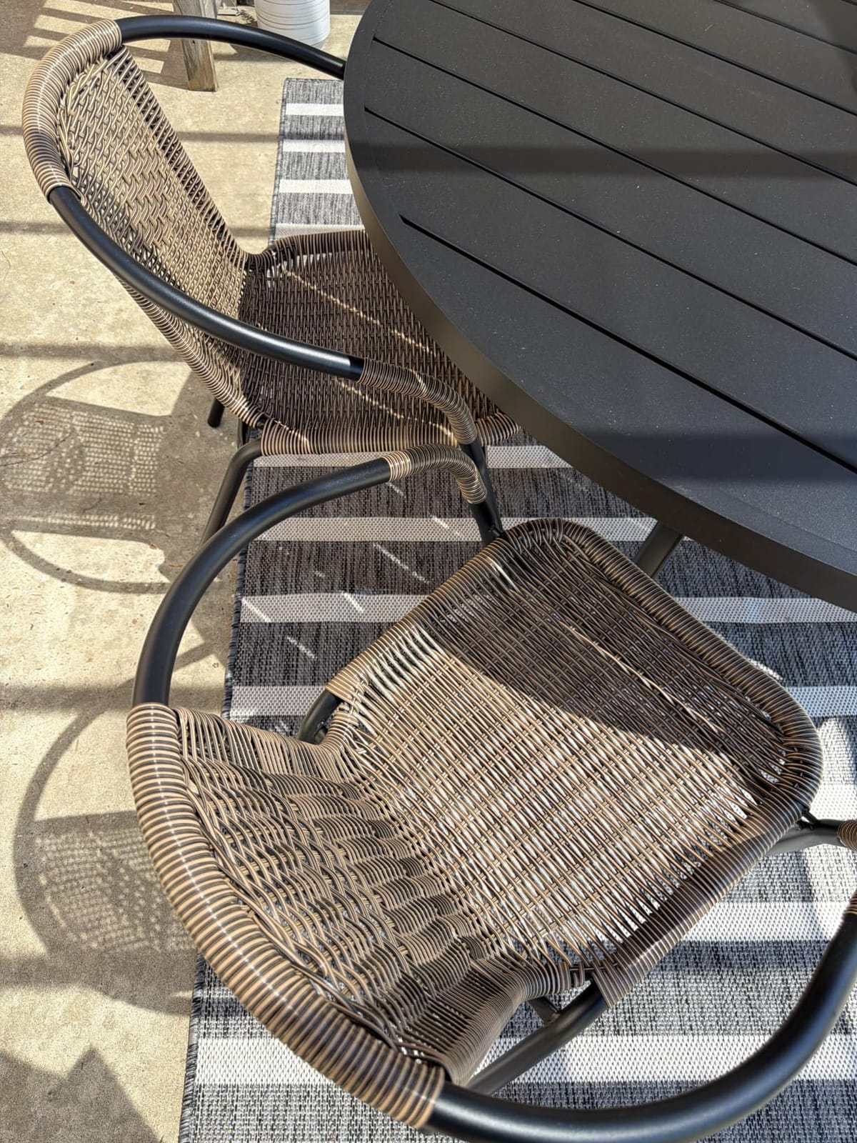 EMMA + OLIVER Gray PE Rattan Stackable Patio Dining Chair, 4-Pack customer photo 1
