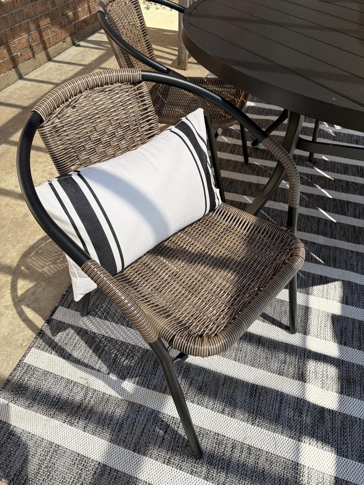EMMA + OLIVER Gray PE Rattan Stackable Patio Dining Chair, 4-Pack customer photo 2