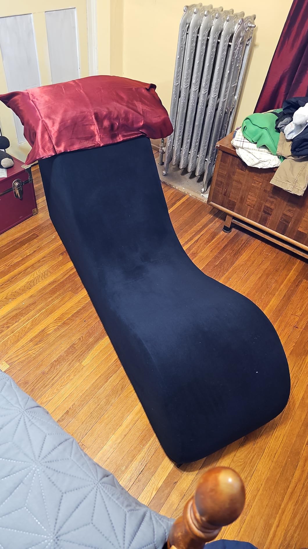 Avana Sleek Chaise Lounge for Yoga, Stretching, Relaxation - Made in The USA, 60D x 18W x 26H Inch, Ink Blue customer photo 2