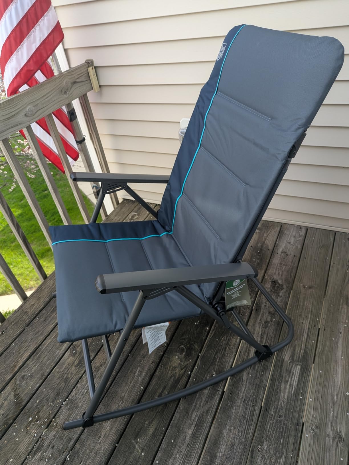 Timber Ridge Oversized Folding Rocking Camping Chair, Padded Outdoor Rocker with High Back, Portable Outdoor Chair for Patio, Garden, Lawn, Supports up to 400 lbs, Gray customer photo 1