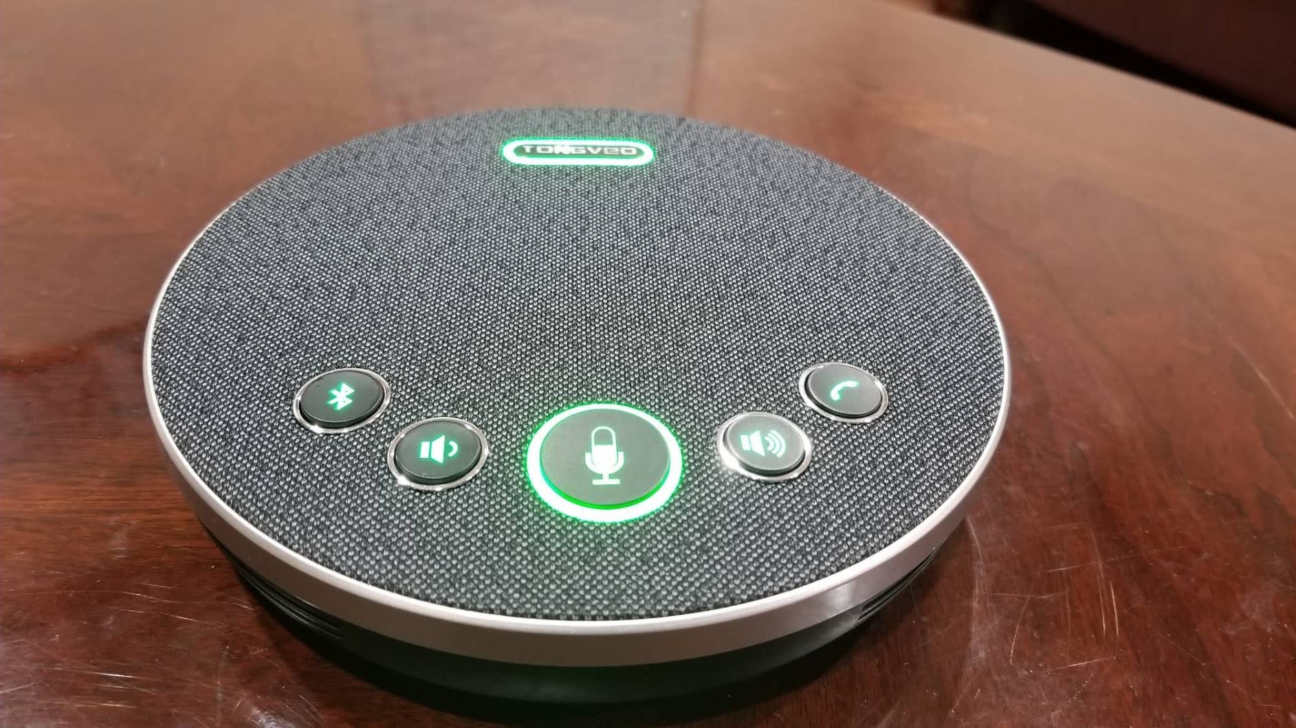 TONGVEO Bluetooth Speakerphone Conference Microphones, Wireless Conference Speaker 360°Voice Pick up with 4 AI Noise Cancellation Mics USB/Dongle/Bluetooth Connection 8 Hour Call Time for 8-12 People customer photo 1