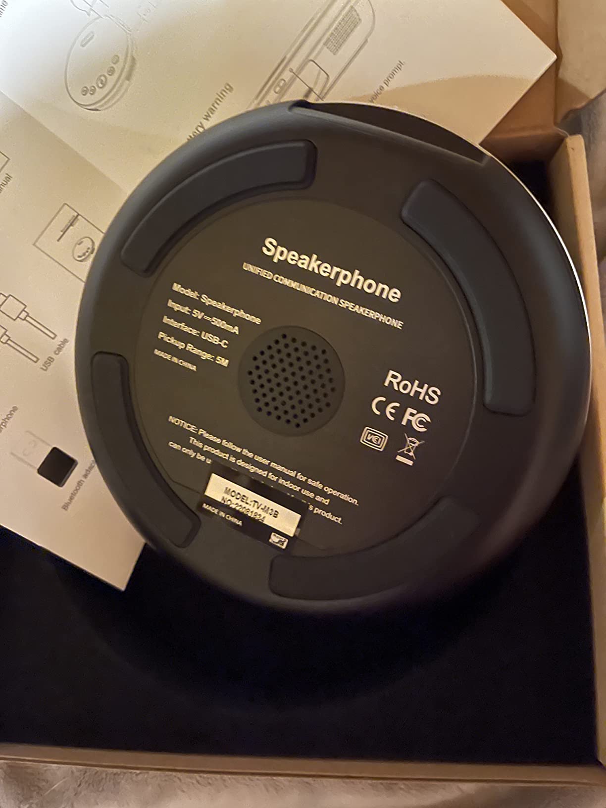 TONGVEO Bluetooth Speakerphone Conference Microphones, Wireless Conference Speaker 360°Voice Pick up with 4 AI Noise Cancellation Mics USB/Dongle/Bluetooth Connection 8 Hour Call Time for 8-12 People customer photo 2