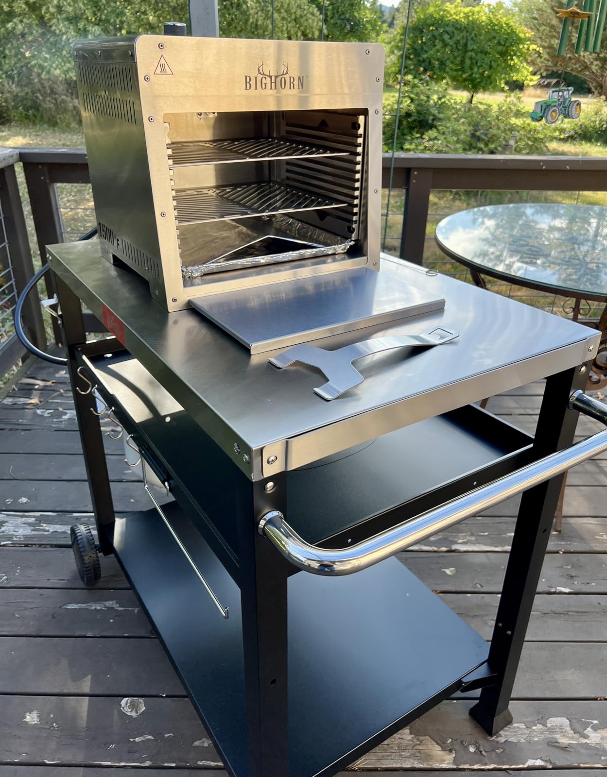 Feasto 3-Shelf Pizza Oven Table, Outdoor Grill Cart, 33.5