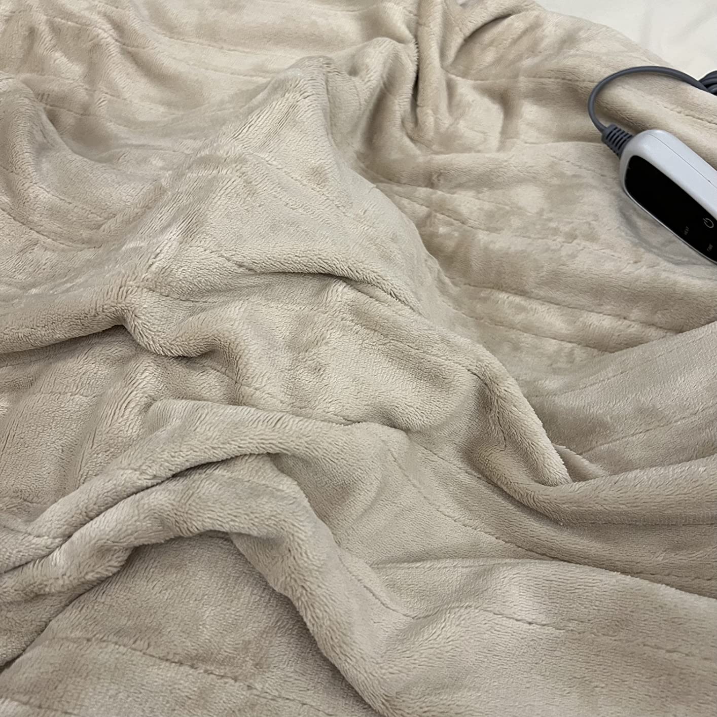 Sealy Electric Blanket King Size Dual Control Flannel Auto Shutoff, Beige | Heated Blanket King Size 10 Heat Levels & 1-12H Auto Shutoff, Fast Heating & Overheat Protection, ETL, Machine Wash, 90X100 customer photo 1