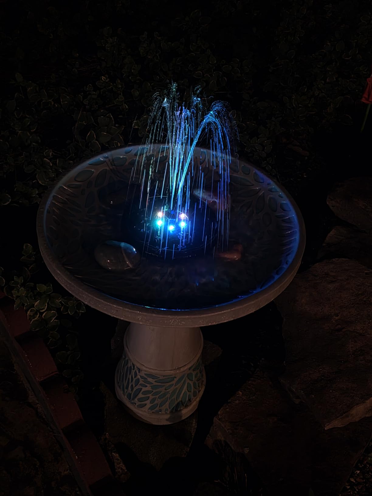 Solar Powered Fountain 4W Bird Bath Fountains Pump Upgraded Glass Panel Fountains with Color LED Lights 7 Nozzles & 4 Fixers for Garden Small Pond Outdoor Swimming Pool Fish Tank customer photo 2
