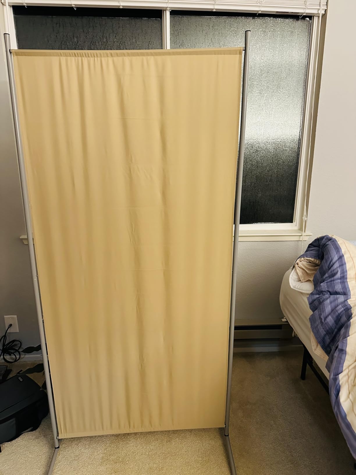 RANTILA 3 Panel Room Divider, 6 Ft Tall Folding Privacy Screen Freestanding Room Partition Wall Dividers, 102''W x 20''D x 71''H, Grey customer photo 2