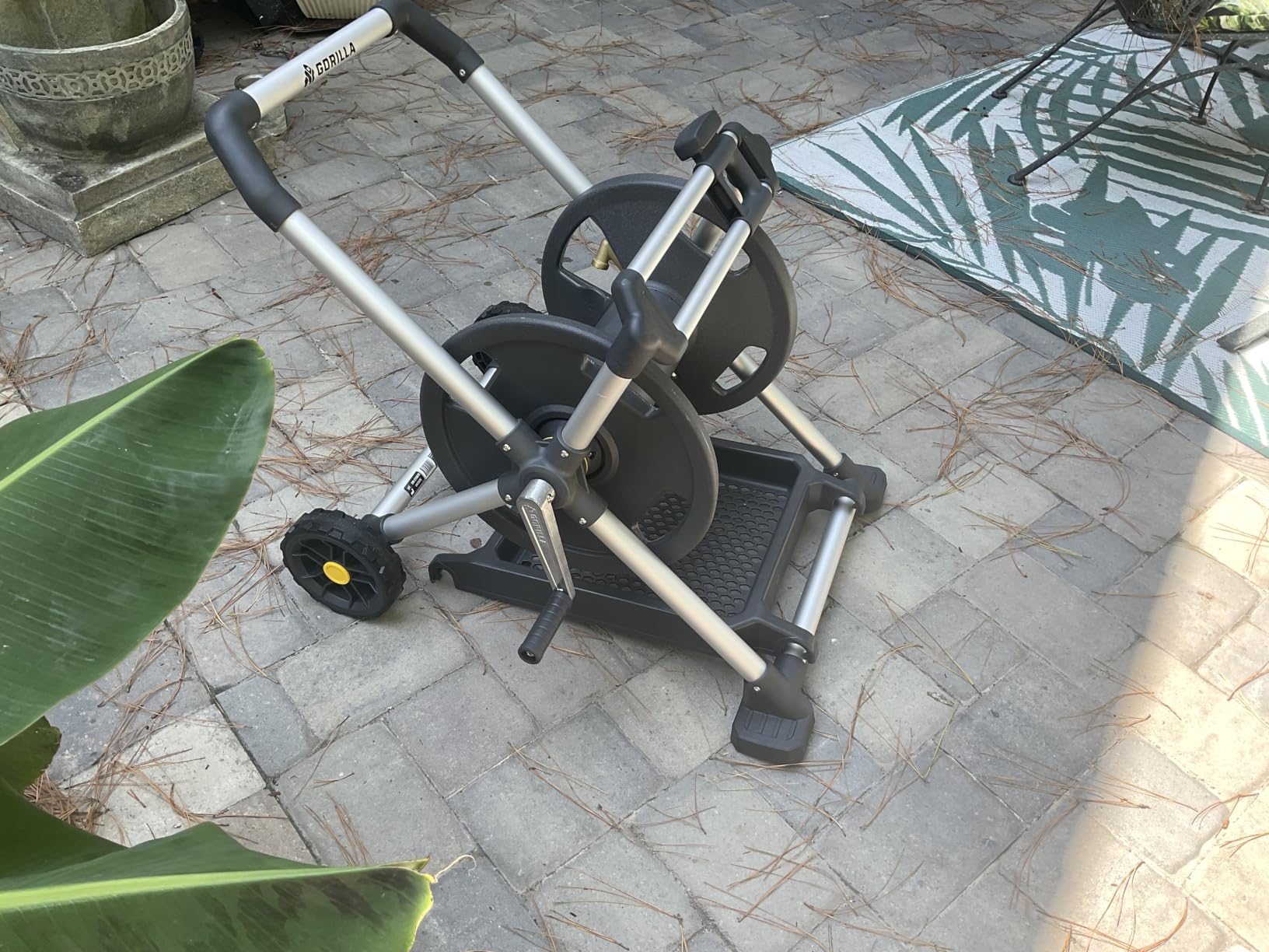 Gorilla GRS-200H Aluminum Garden Hose Reel, 200 Ft, No-Leak Brass Fittings | Rust-proof frame, Smooth winding hose guide, Upright comfort handle, Stable wide base, Durable construction for outdoor use customer photo 2