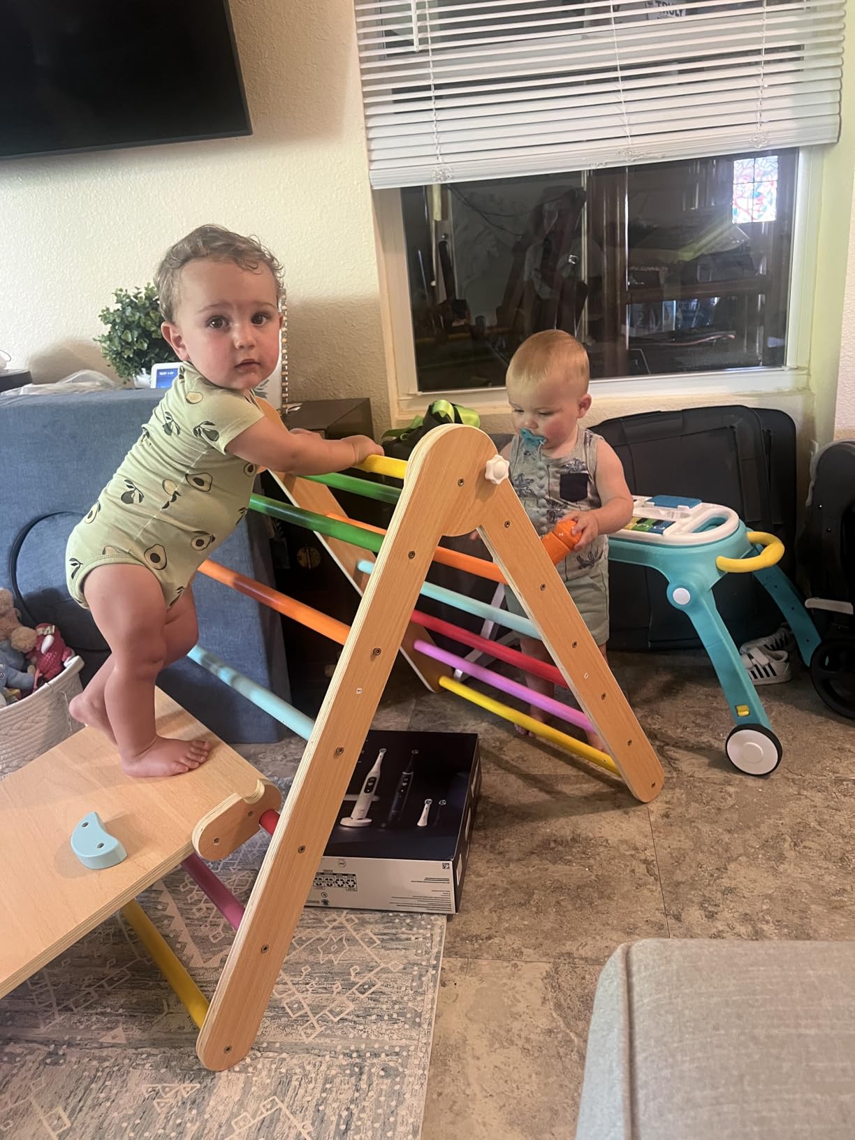 Beright 4 in 1 Pikler Triangle Gym, Montessori Foldable Climber with Ramp, Indoor Climbing Toys for Kids, Climbing Triangle for Toddlers Arch Climber, Rocker, Learning Waldorf Toy Structure, Natural customer photo 1