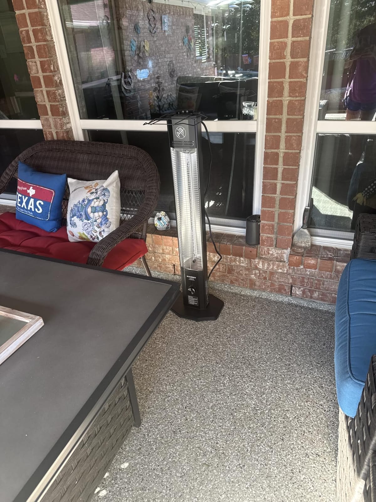 Outdoor Electric Patio Heater, Haimmy 42in Infrared Heater with Remote, 9 Heat Levels, 9H Timers, 1500W Instant Heating, Safety Lock, Tip-Over & Overheat Protection, IPX5 Waterproof Tower Space Heater customer photo 1