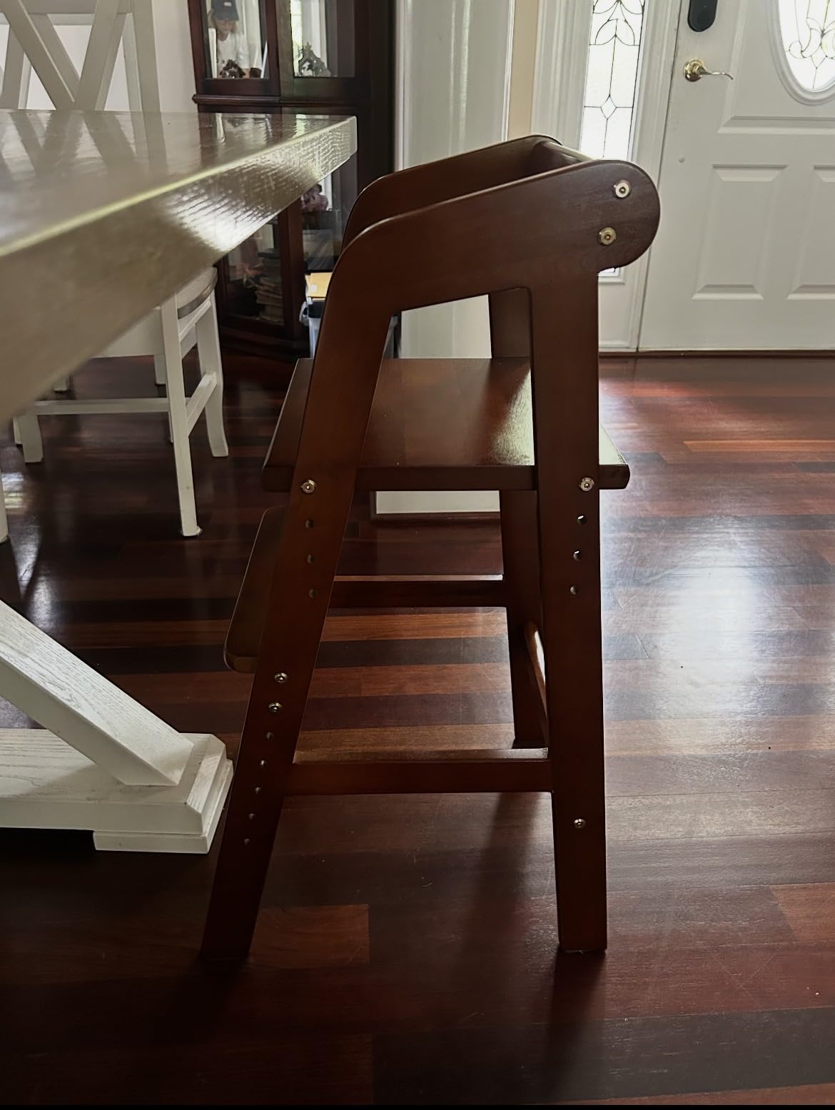 Wooden High Chair for Toddlers, Adjustable Feeding Chair with Removable Cushion for Child, High Chair Grows with Kid for Dining, Studying, Step Tool(Natural Color) customer photo 2