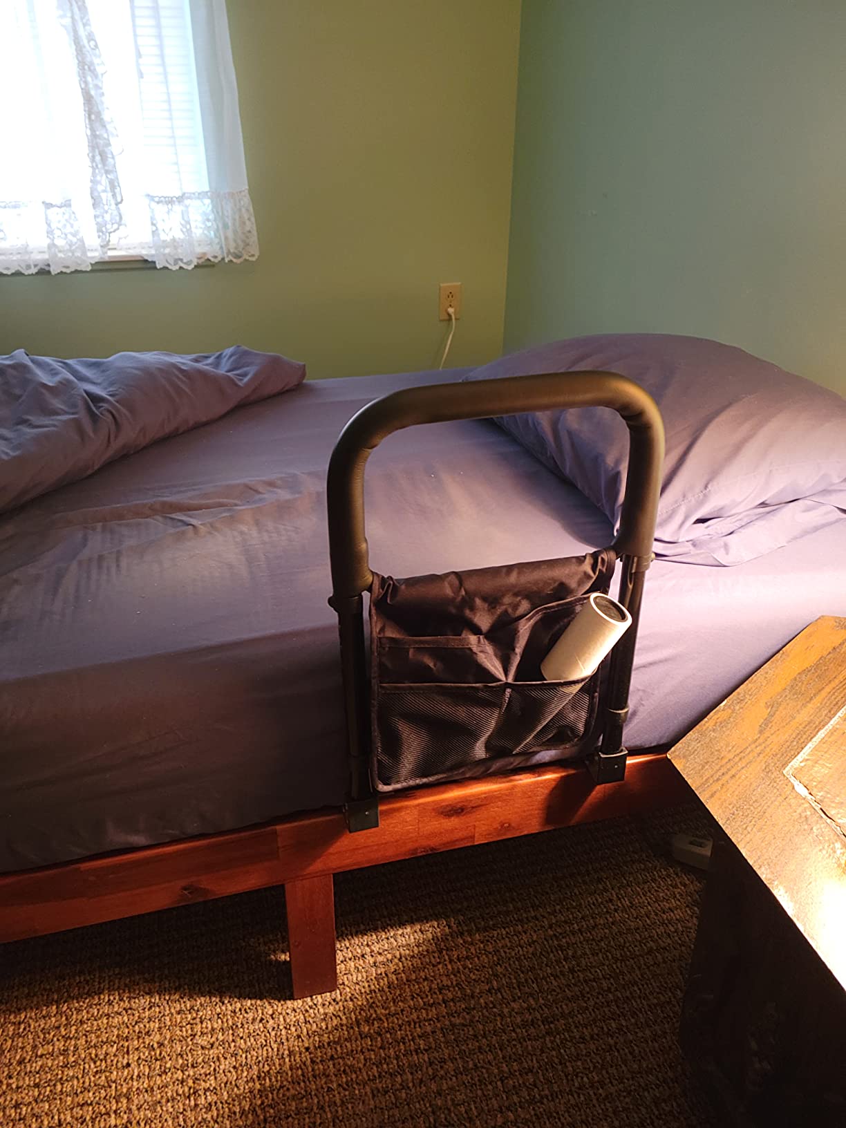 Bed Rails for Elderly Adults Assist Safety with Motion Light for Seniors Hand Bar Grab with Storage Pocket Patent Stabilizer with Fixing Strap, Support Up to 300lbs customer photo 1