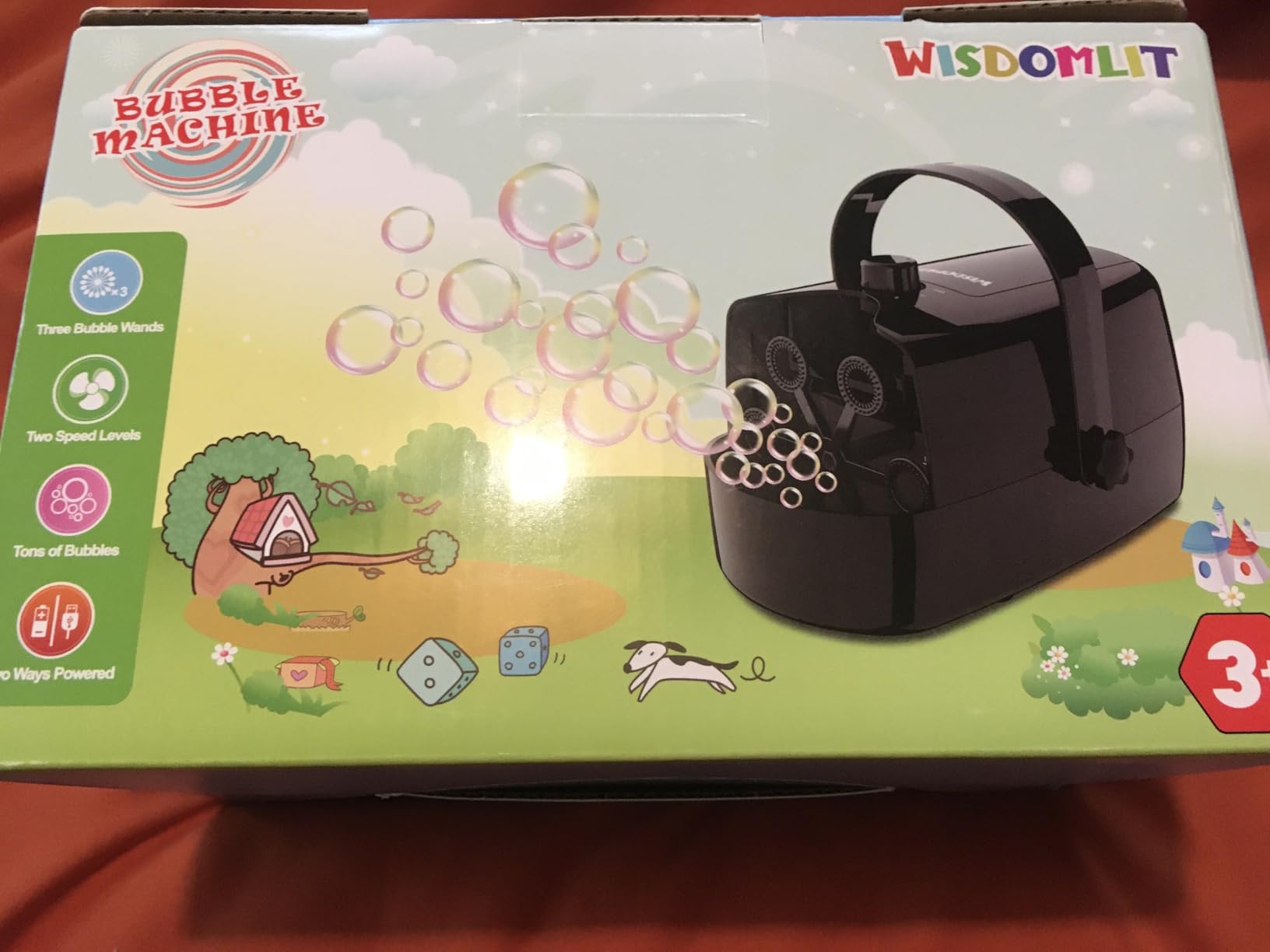 Wisdomlit Bubble Machine, Automatic Bubble Blower, 3-in-1 Bubble Maker | 3 Replaceable Bubble Wands, 3 Power Modes, Dual-speed Control customer photo 2