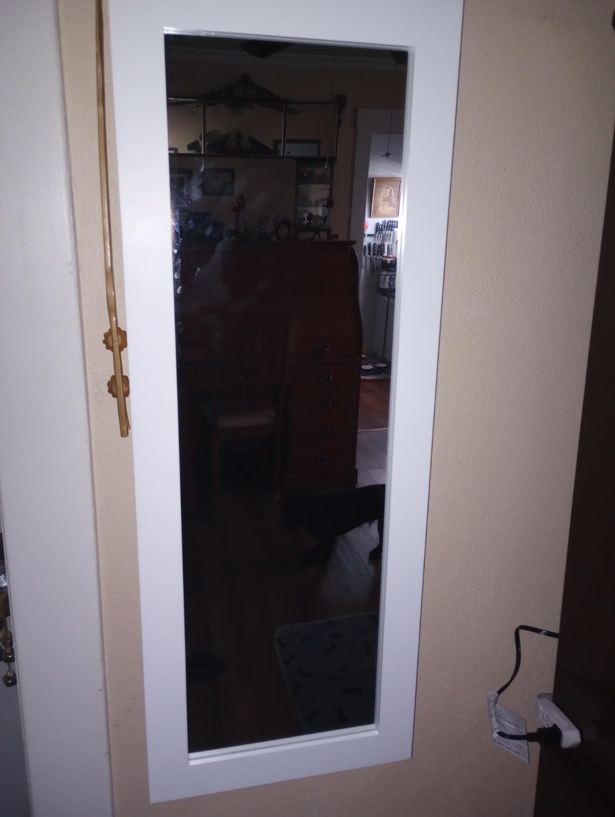 Slim Wall Mounted Ironing Board Cabinet with Mirrored Door, White customer photo 2