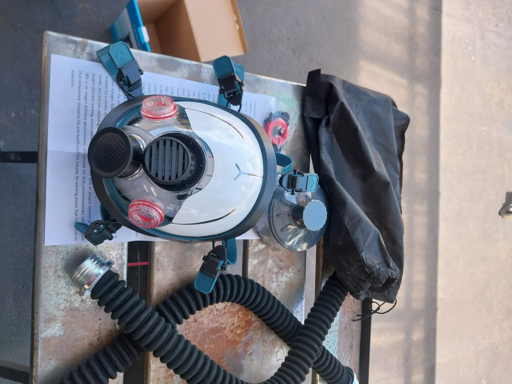 HANUU Reusable PAPR Respirator, Portable PAPR Respirator System with 40mm Activated Carbon Filter, Powered Air Purifying Respirators, Gas Mask for Gases, Dust, Vapors, Chemicals, Paint, Spray customer photo 1