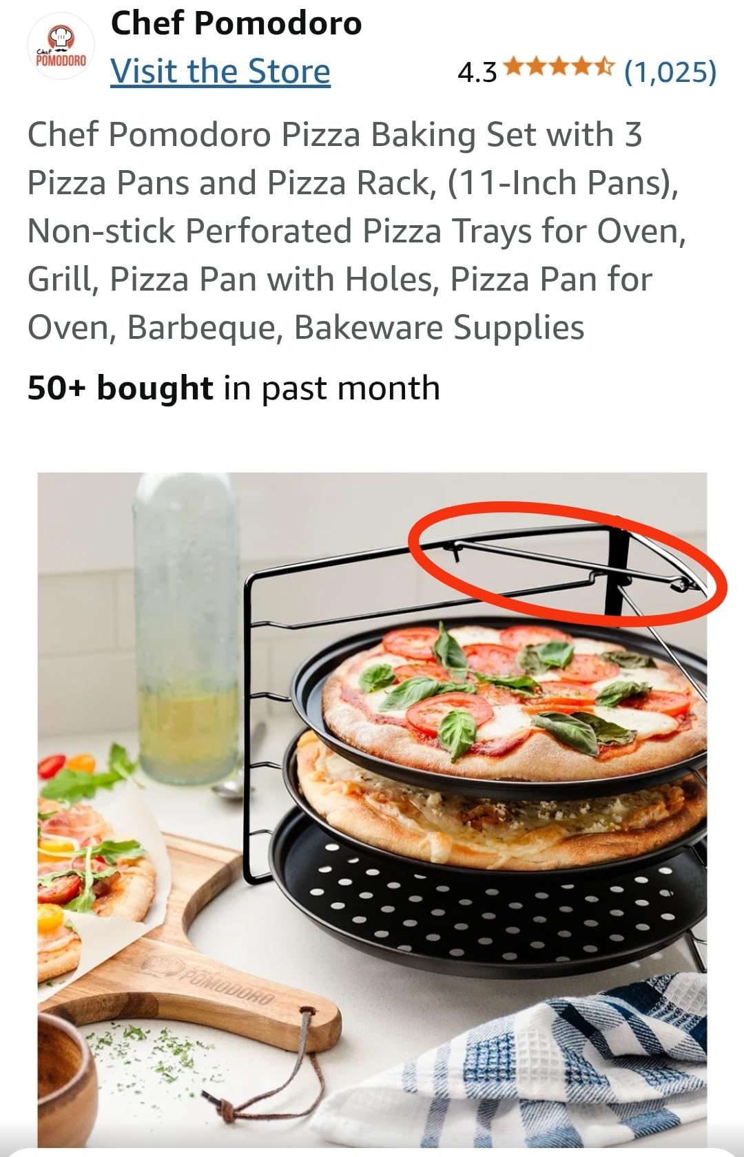 Chef Pomodoro Pizza Rack and Pan Baking Set, 13 Inch Foldable Cooling Stand customer photo 2