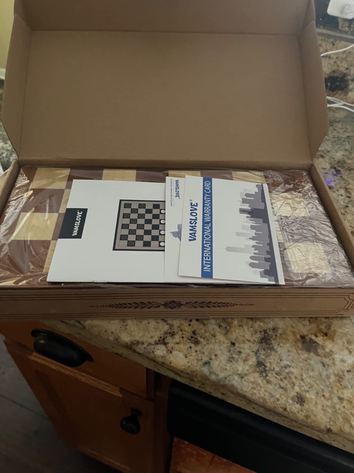 VAMSLOVE 14inch Checkers Folding Wooden Game Set, 8x8 Classic Checkerboard International Checkers Draughts Board 64 Square with Pieces Storage Slots (Instructions Included) customer photo 2