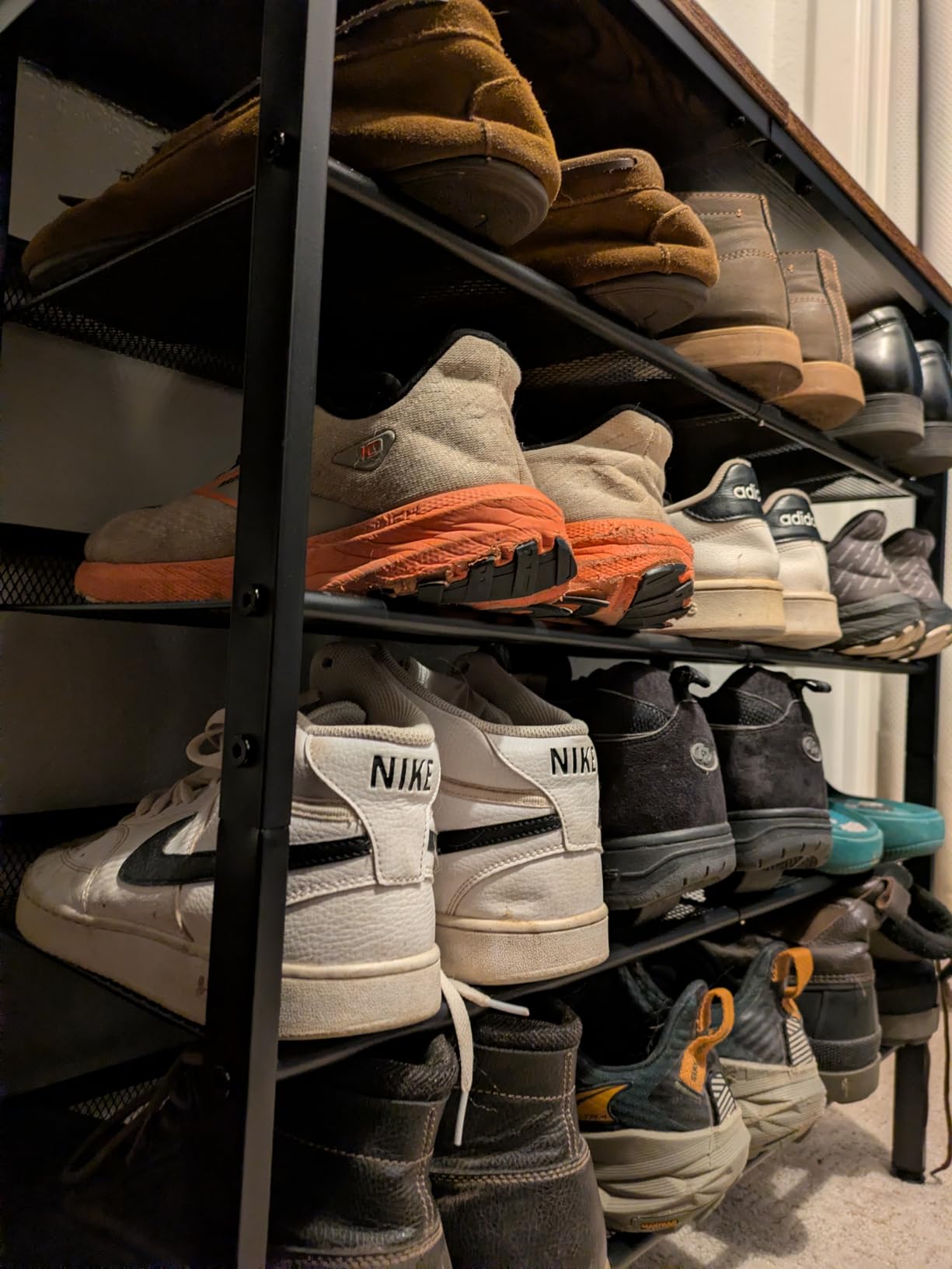 HOOBRO Shoe Rack for Entryway, 5-Tier Shoe Organizer with Adjustable Mesh Shelves, 16-20 Pairs of Shoes, Spacious Floor Mount, Metal, Industrial, Shoe Shelf for Closet, Rustic Brown BF12XJ01 customer photo 2