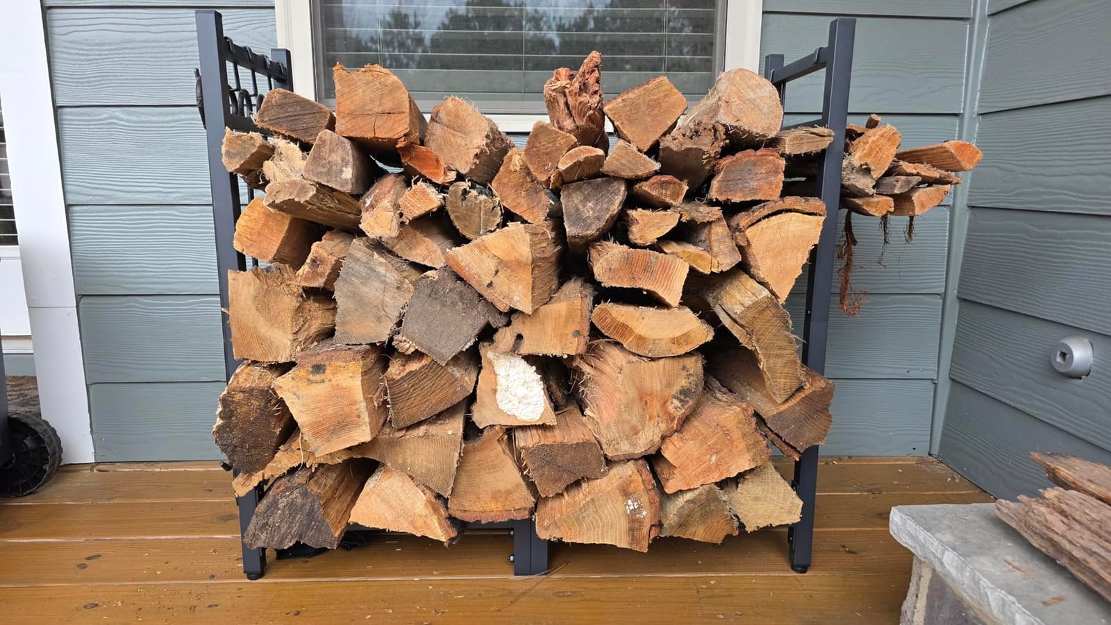 Firewood Rack Outdoor with Cover, 4FT Indoor Wood Rack for Firewood customer photo 2