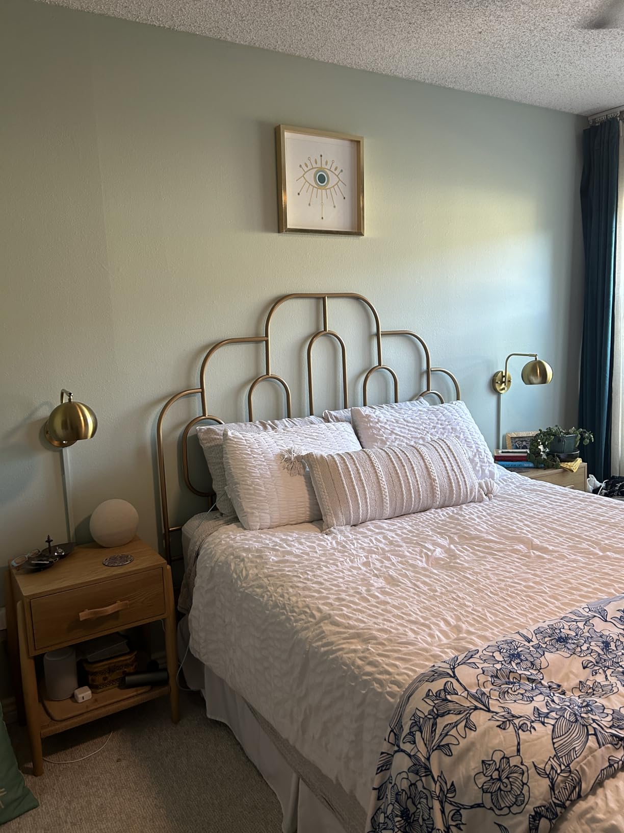 VATONI Wall Sconces Plug in, Dimmable Wall Sconce Swing Arm Wall Lights with Plug in Cord and Dimmer On/Off Knob Switch, Brushed Brass Globe Wall Light for Bedroom Bedside Hallway(2 Bulbs Included) customer photo 1