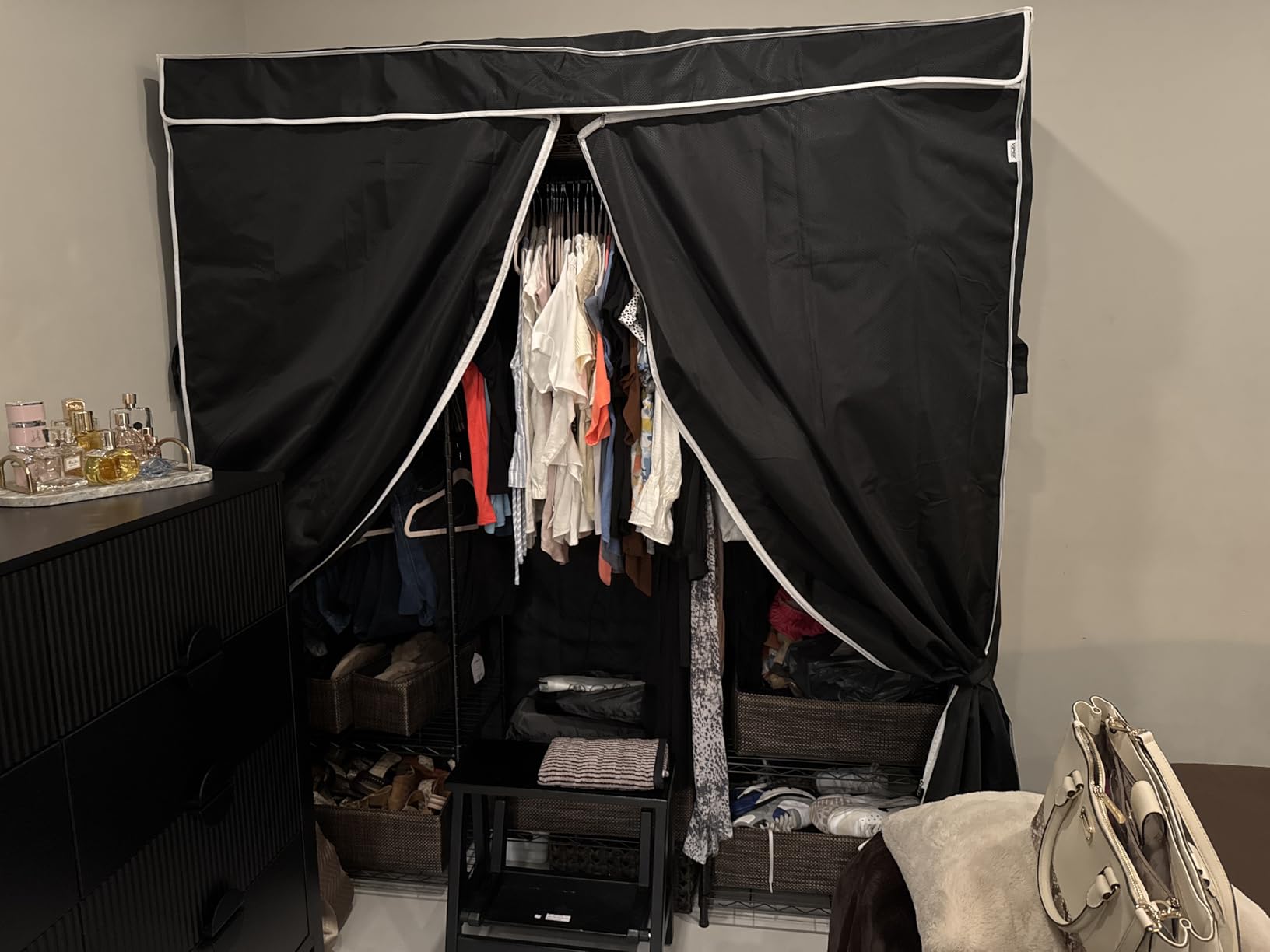 VIPEK V5C Heavy Duty Covered Clothes Rack Portable Closet Rack, Black Metal Clothing Rack with Black Upgraded Polyester Cover, Adjustable Custom Freestanding Closet Wardrobe, Max Load 800LBS customer photo 1